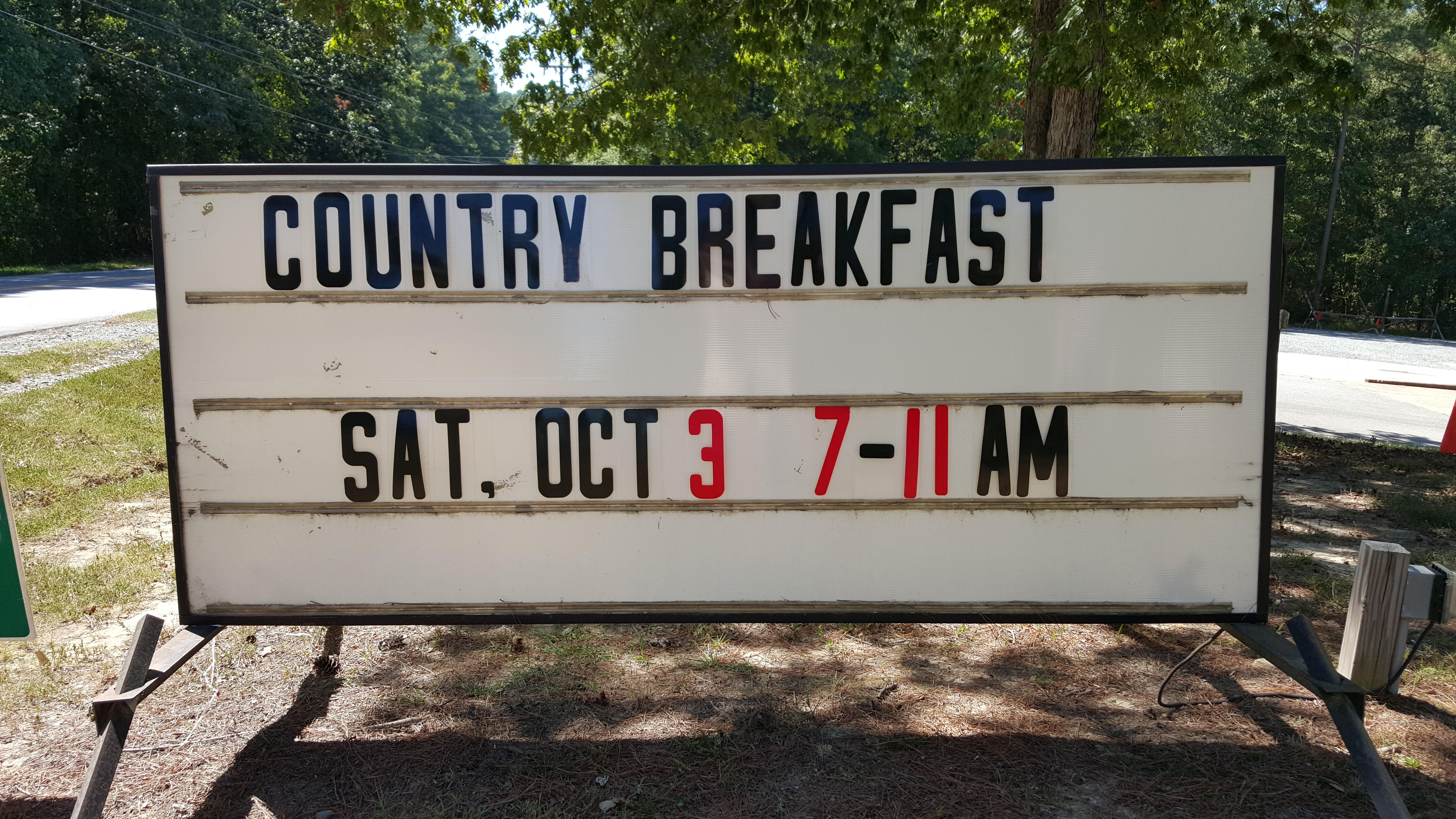 Country Breakfast Sign 2015