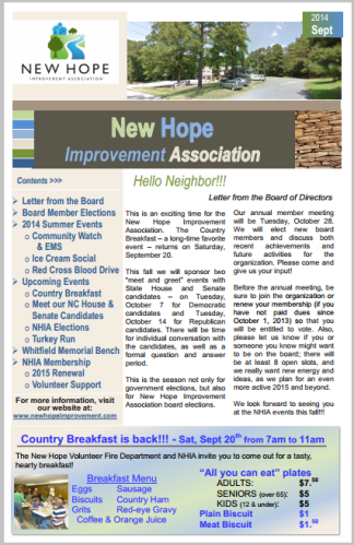 September 2014 Newsletter - Small